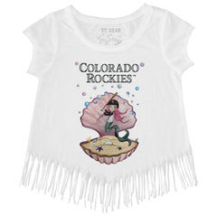 White Colorado Rockies Tiny Turnip Girls Youth Mermaid Fringe T-Shirt