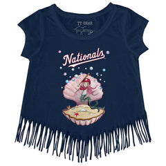 Navy Washington Nationals Tiny Turnip Girls Youth Mermaid Fringe T-Shirt