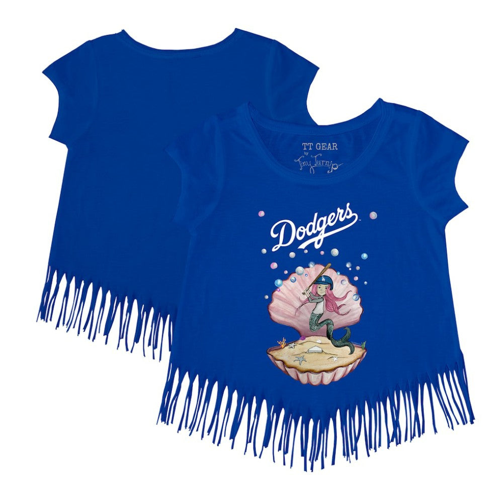 Royal Los Angeles Dodgers Tiny Turnip Girls Youth Mermaid Fringe T-Shirt