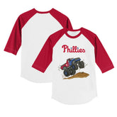 White/Red Philadelphia Phillies Tiny Turnip Youth Monster Truck 3/4-Sleeve Raglan T-Shirt