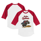 White/Red St. Louis Cardinals Tiny Turnip Youth Monster Truck 3/4-Sleeve Raglan T-Shirt