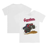 White Cleveland Guardians Tiny Turnip Youth Monster Truck T-Shirt