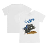 White Los Angeles Dodgers Tiny Turnip Youth Monster Truck T-Shirt