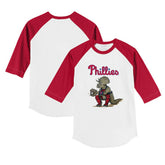 White/Red Philadelphia Phillies Tiny Turnip Youth Triceratops 3/4-Sleeve Raglan T-Shirt