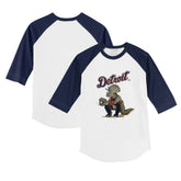 White/Navy Detroit Tigers Tiny Turnip Youth Triceratops 3/4-Sleeve Raglan T-Shirt