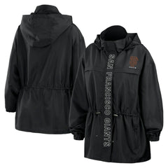Black San Francisco Giants WEAR by Erin Andrews Women's Full-Zip Windbreaker Hoodie Jacket