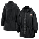 Black Houston Astros WEAR by Erin Andrews Women's Full-Zip Windbreaker Hoodie Jacket