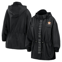 Black Houston Astros WEAR by Erin Andrews Women's Full-Zip Windbreaker Hoodie Jacket