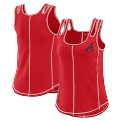Red Atlanta Braves WEAR by Erin Andrews Women's Contrast Stitch Tank Top