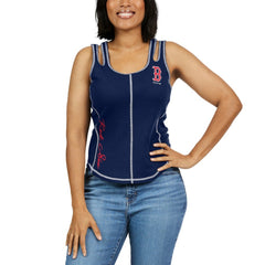 Navy Boston Red Sox WEAR by Erin Andrews Women's Contrast Stitch Tank Top
