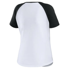 White/Black San Francisco Giants WEAR by Erin Andrews Women's Fitted Henley Raglan T-Shirt