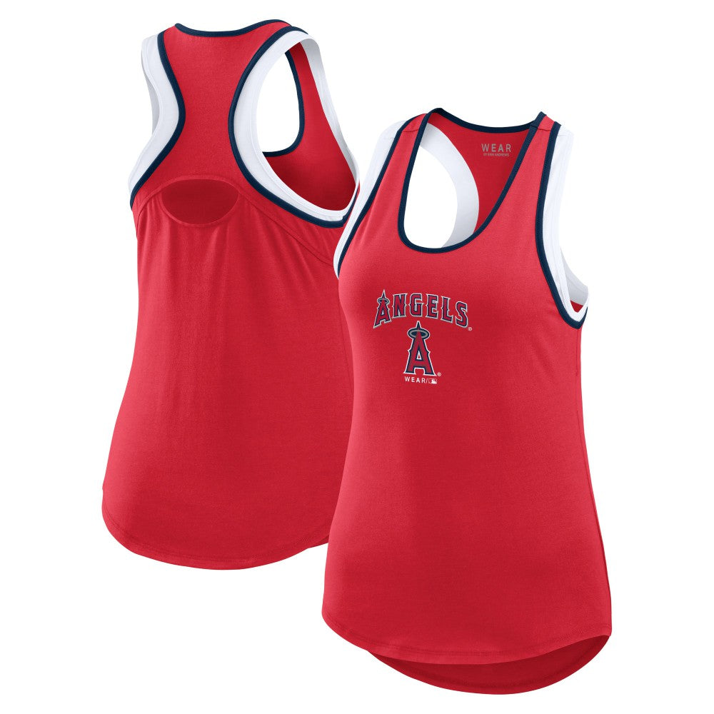 Red Los Angeles Angels WEAR by Erin Andrews Women's Colorblock Racerback Tank Top