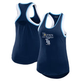 Navy Tampa Bay Rays WEAR by Erin Andrews Women's Colorblock Racerback Tank Top