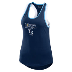 Navy Tampa Bay Rays WEAR by Erin Andrews Women's Colorblock Racerback Tank Top