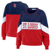 Navy/Red St. Louis Cardinals WEAR by Erin Andrews Women's Color Block Crew Neck Pullover Sweatshirt