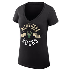 Milwaukee Bucks G-III 4Her by Carl Banks Women's Super-Slim Fit Lightweight Large City Logo V-Neck T-Shirt