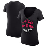 Houston Rockets G-III 4Her by Carl Banks Women's Super-Slim Fit Lightweight Large City Logo V-Neck T-Shirt