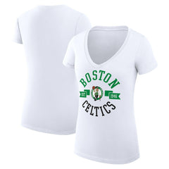Boston Celtics G-III 4Her by Carl Banks Women's Super-Slim Fit Lightweight Large City Logo V-Neck T-Shirt