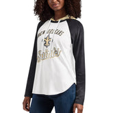 G-III 4Her by Carl Banks Women's MVP Raglan Hooded Long Sleeve T-Shirt - New Orleans Saints T-shirts
