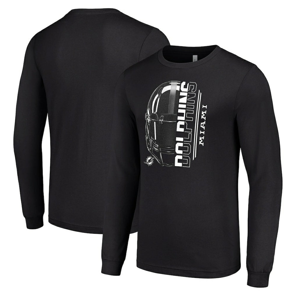Starter Half Helmet Logo Long Sleeve T-Shirt - Miami Dolphins T-shirts