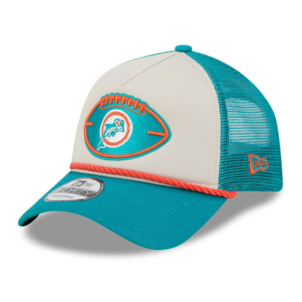 2024 Sideline Historic 9FORTY A-Frame Trucker Adjustable Hat - Miami Dolphins Hats