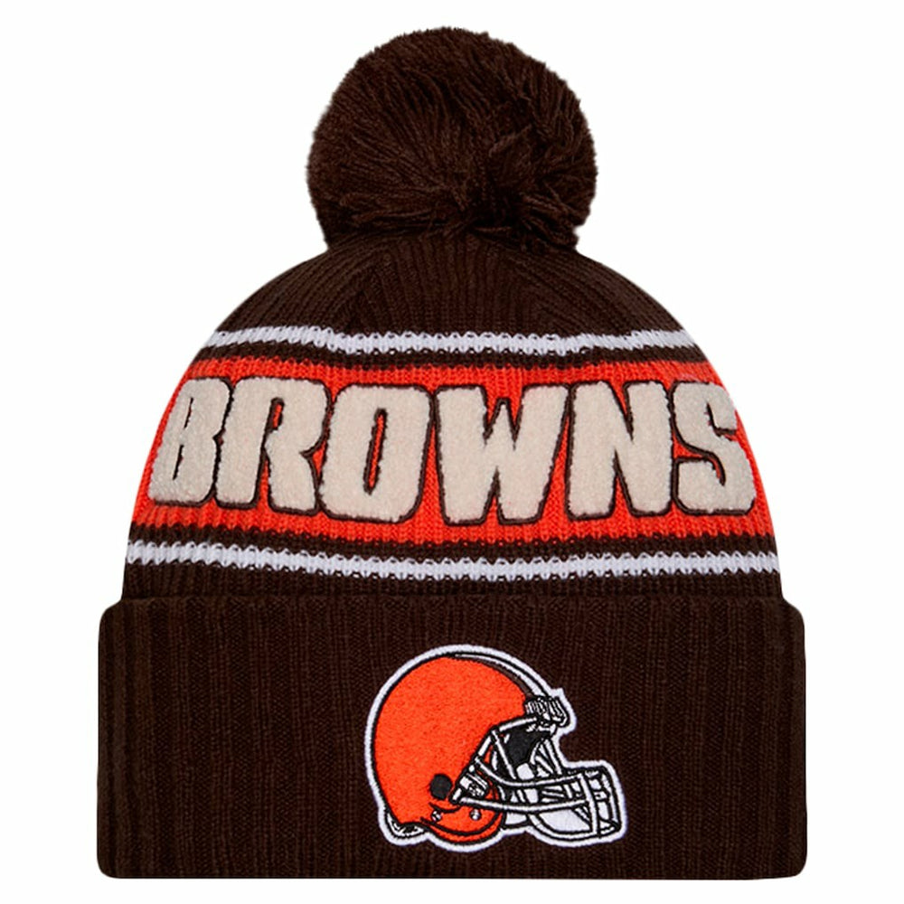2024 Sideline Cuffed Knit Hat with Pom - Cleveland Browns Hats