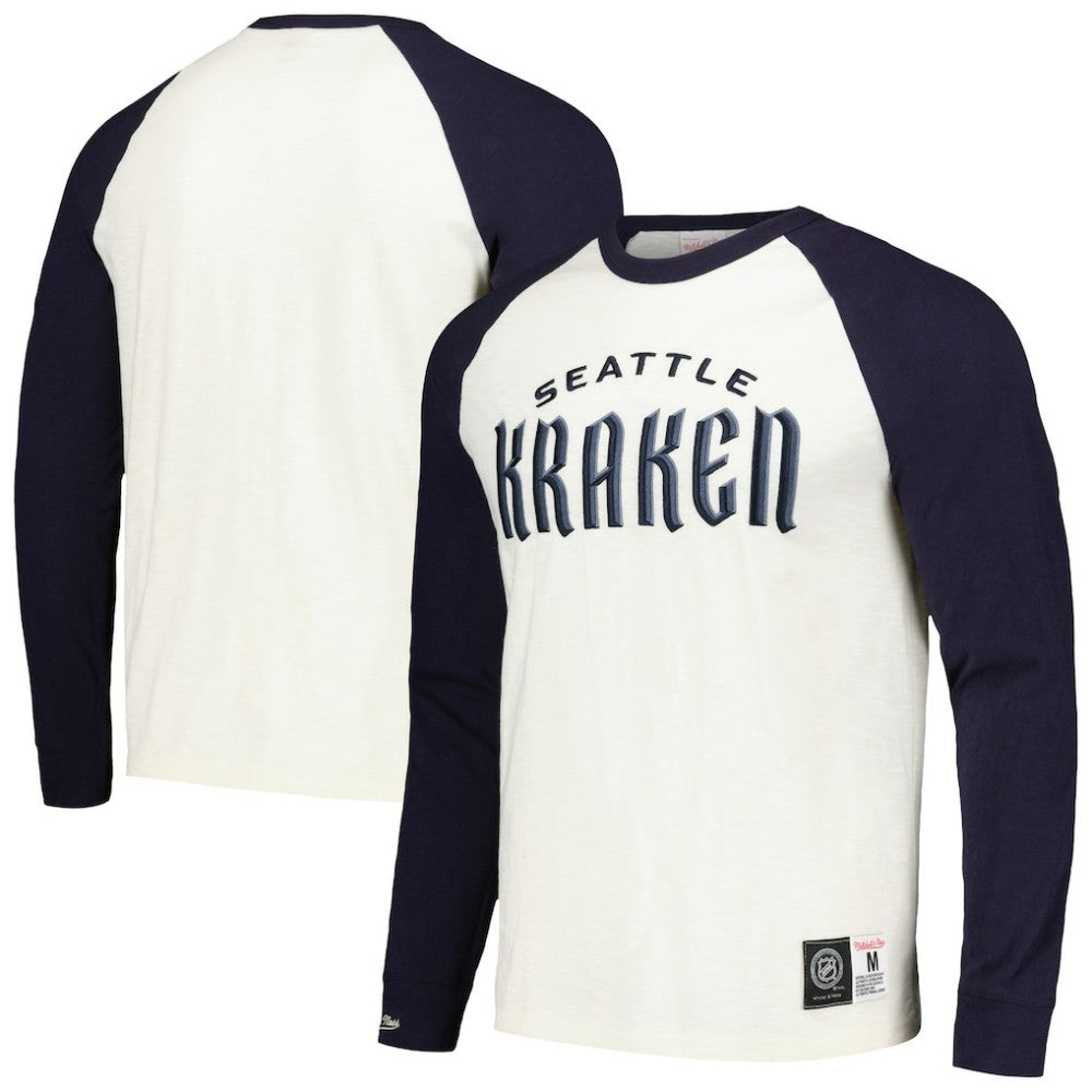 NHL Seattle Kraken Mitchell & Ness Legendary Slub Vintage Raglan Long Sleeve T-Shirt