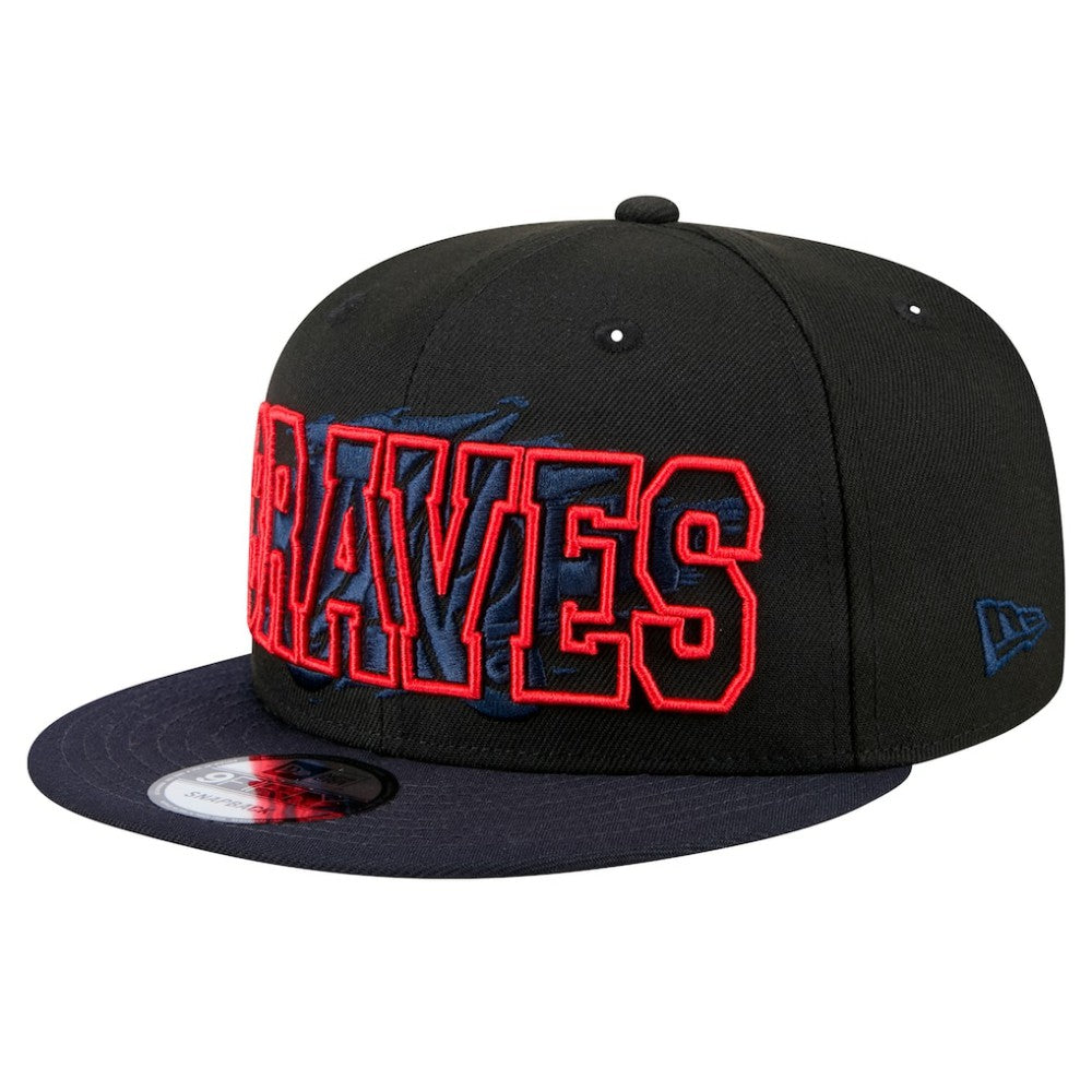Black Atlanta Braves New Era Splatter 9FIFTY Snapback Hat
