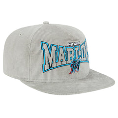 New Era Miami Marlins Gray Corduroy Golfer Snapback Hat