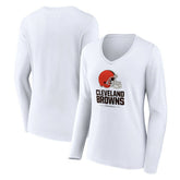 Women's Team Lockup Long Sleeve V-Neck T-Shirt - Cleveland Browns T-shirts