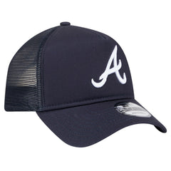 Navy Atlanta Braves New Era 9FORTY A-Frame Trucker Adjustable Hat