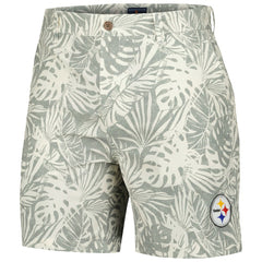 Margaritaville Sandwashed Monstera Print Amphib Shorts - Pittsburgh Steelers Shorts