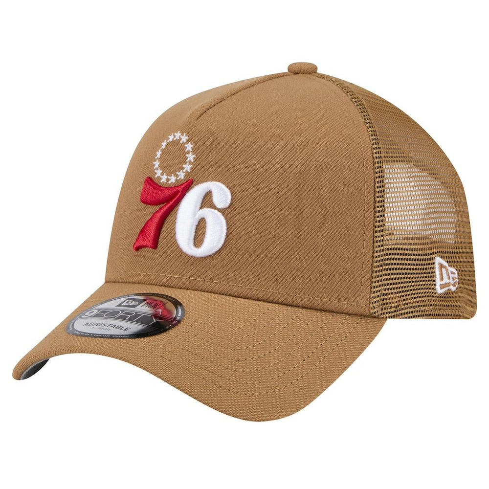 New Era Philadelphia 76ers 9FORTY A-Frame Trucker Adjustable Hat