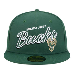 New Era Milwaukee Bucks Sport Night Script Sided 59FIFTY Fitted Hat