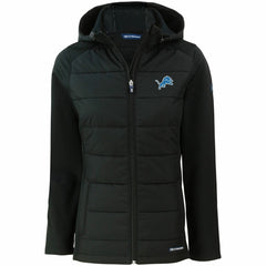 Cutter & Buck Women's Evoke PrimaLoft Hybrid Eco Softshell Recycled Full-Zip Hooded Jacket - Detroit Lions Jackets