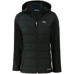 Cutter & Buck Women's Evoke PrimaLoft Hybrid Eco Softshell Recycled Full-Zip Hooded Jacket - Baltimore Ravens Jackets