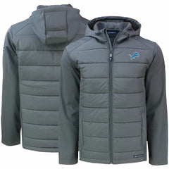 Cutter & Buck Evoke PrimaLoft Hybrid Eco Softshell Recycled Full-Zip Hooded Jacket - Detroit Lions Jackets