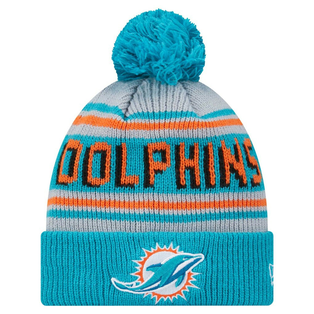 Youth Main Cuffed Knit Hat with Pom - Miami Dolphins Hats