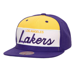 Mitchell & Ness Los Angeles Lakers Retro Sport Color Block Script Snapback Hat