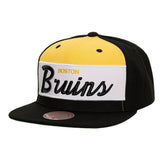NHL Boston Bruins Mitchell & Ness Retro Script Colorblock Snapback Hat