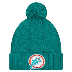 Women's Cable Cuffed Knit Hat with Pom - Miami Dolphins Hats