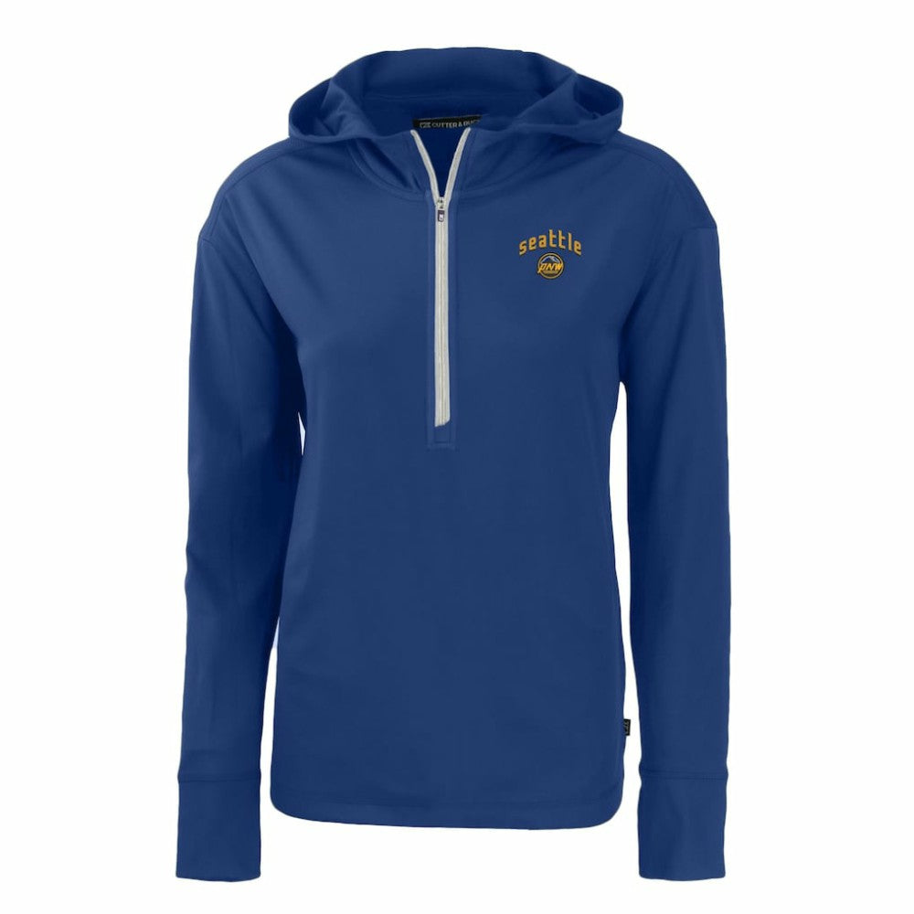 Blue Seattle Mariners Cutter & Buck Women's City Connect Daybreak Eco Recycled Half-Zip Hoodie