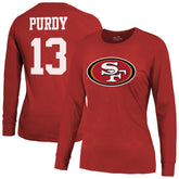 Brock Purdy Majestic Threads Women's Player Name & Number Long Sleeve T-Shirt - San Francisco 49ers T-shirts