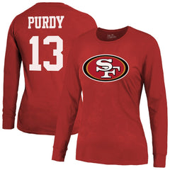 Brock Purdy Majestic Threads Women's Player Name & Number Long Sleeve T-Shirt - San Francisco 49ers T-shirts
