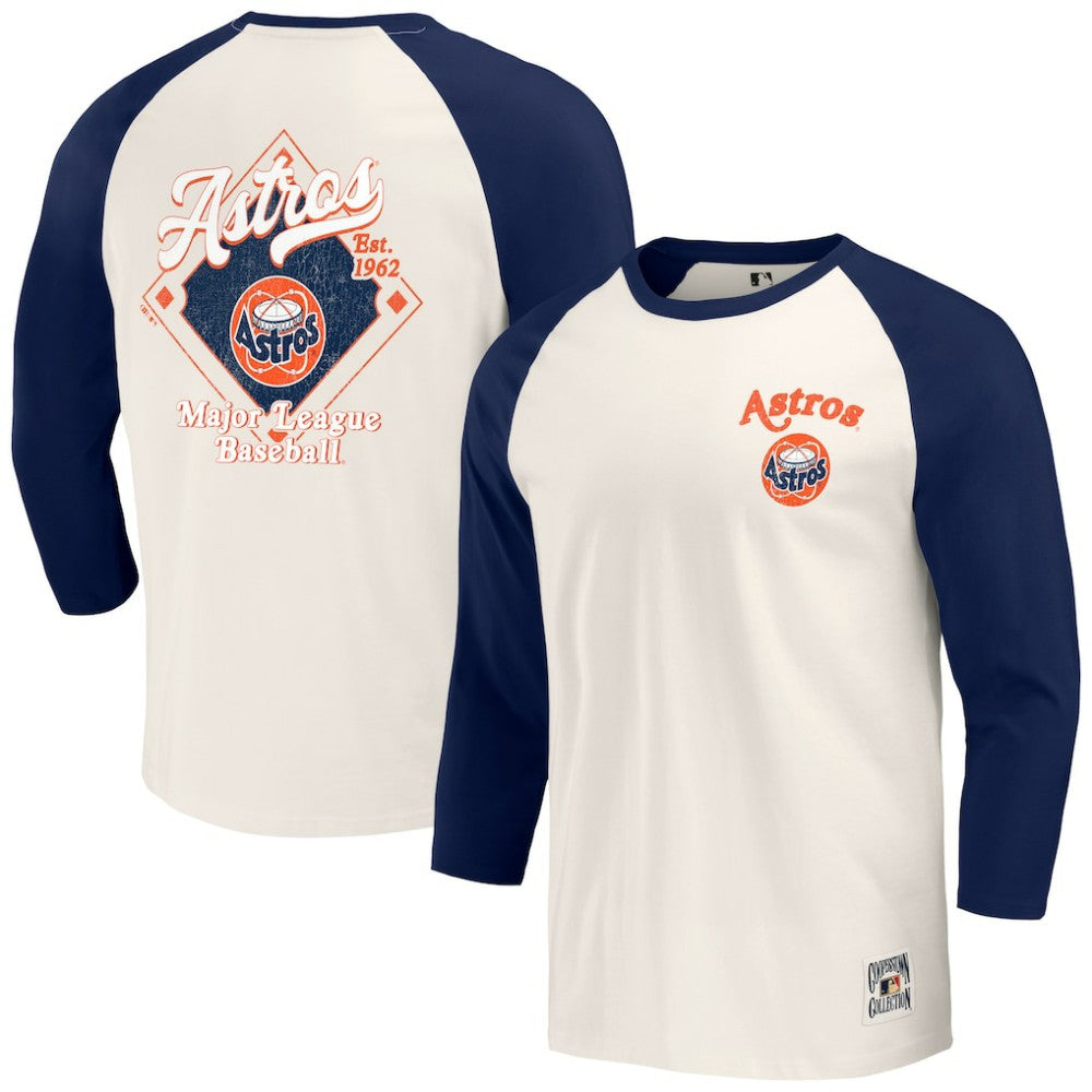 Navy/White Houston Astros Darius Rucker Collection by Fanatics Cooperstown Collection Raglan 3/4-Sleeve T-Shirt