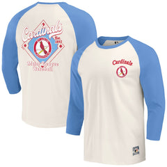 Light Blue/White St. Louis Cardinals Darius Rucker Collection by Fanatics Cooperstown Collection Raglan 3/4-Sleeve T-Shirt