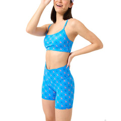 Blue Los Angeles Dodgers Terez Women's TLC Printed High-Waisted Bike Shorts