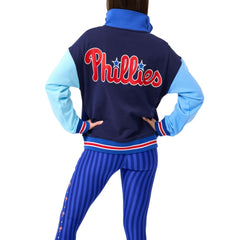Navy/Blue Philadelphia Phillies Terez Women's Classic Colorblock Quarter-Zip Sweatshirt