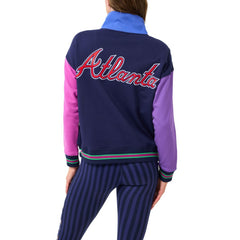Navy/Blue Atlanta Braves Terez Women's Classic Colorblock Quarter-Zip Sweatshirt