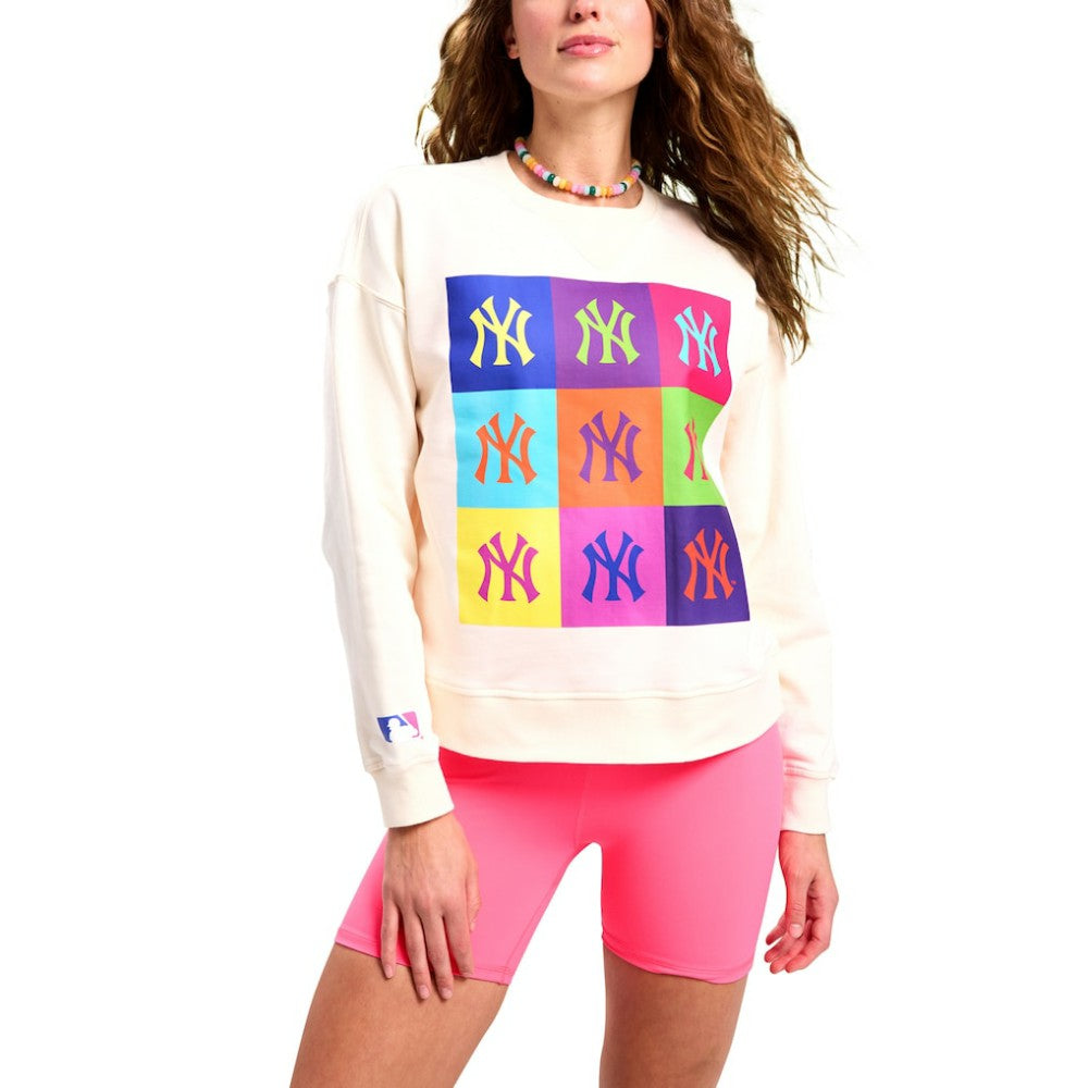 Cream New York Yankees Terez Women's Classic Oversized Pullover Sweatshirt